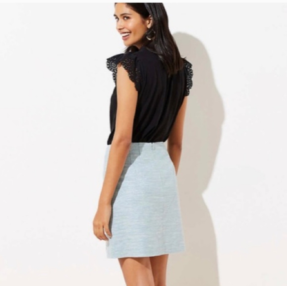 LOFT LINEN Light Blue Button-Front Skirt NEW!! - Picture 2 of 10